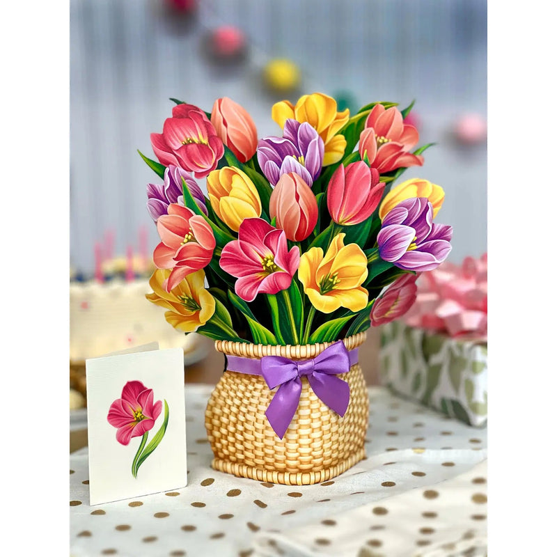 Festive Tulips Pop - up Greeting Card - Lemon And Lavender Toronto