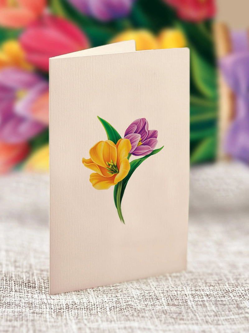 Festive Tulips Pop - up Greeting Card - Lemon And Lavender Toronto