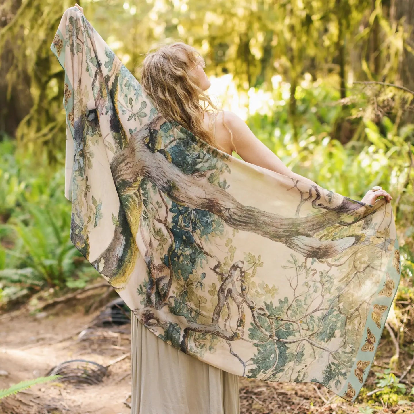 Earth & Sky Scarf with Tree Print🌳 – Lemon And Lavender Toronto