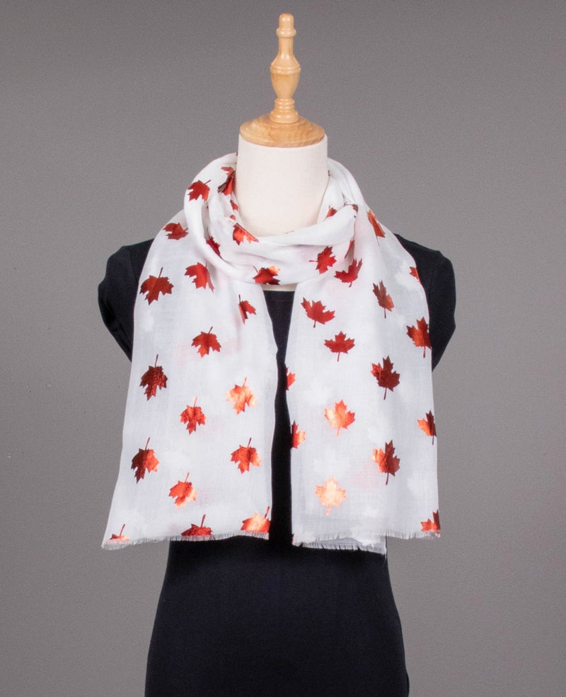 Foil Maple Leaf Print Scarf - Lemon And Lavender Toronto