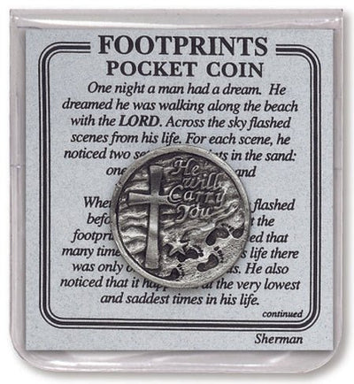 Footprints Pewter Pocket Coin with Prayer - Lemon And Lavender Toronto