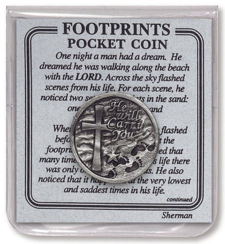 Footprints Pewter Pocket Coin with Prayer - Lemon And Lavender Toronto