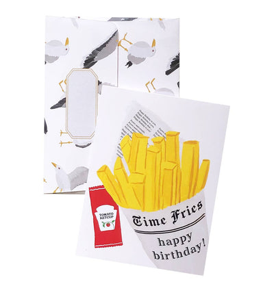 French Fries Birthday Card - Seagull Pattern Envelope - Lemon And Lavender Toronto