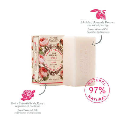 French Natural Rose Soap Bar with Essential Oil
