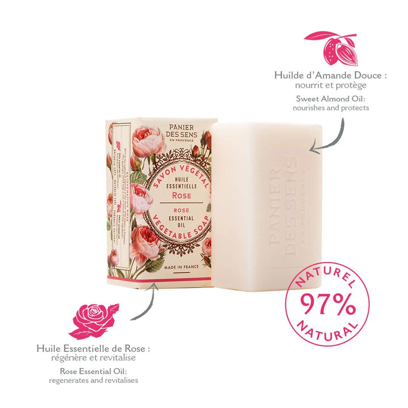 French Natural Rose Soap Bar with Essential Oil