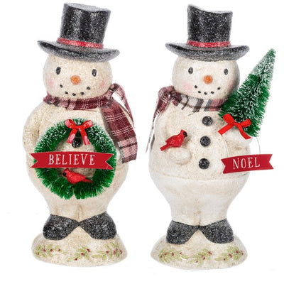 Frosty Snowman with Cardinal Figurine - Lemon And Lavender Toronto