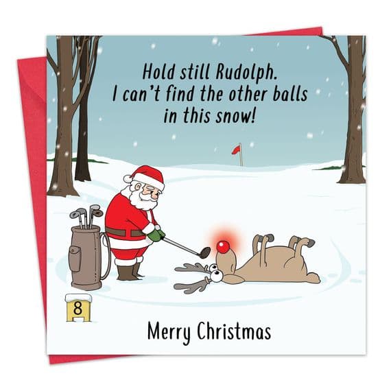 Santa Golf Funny Christmas Card