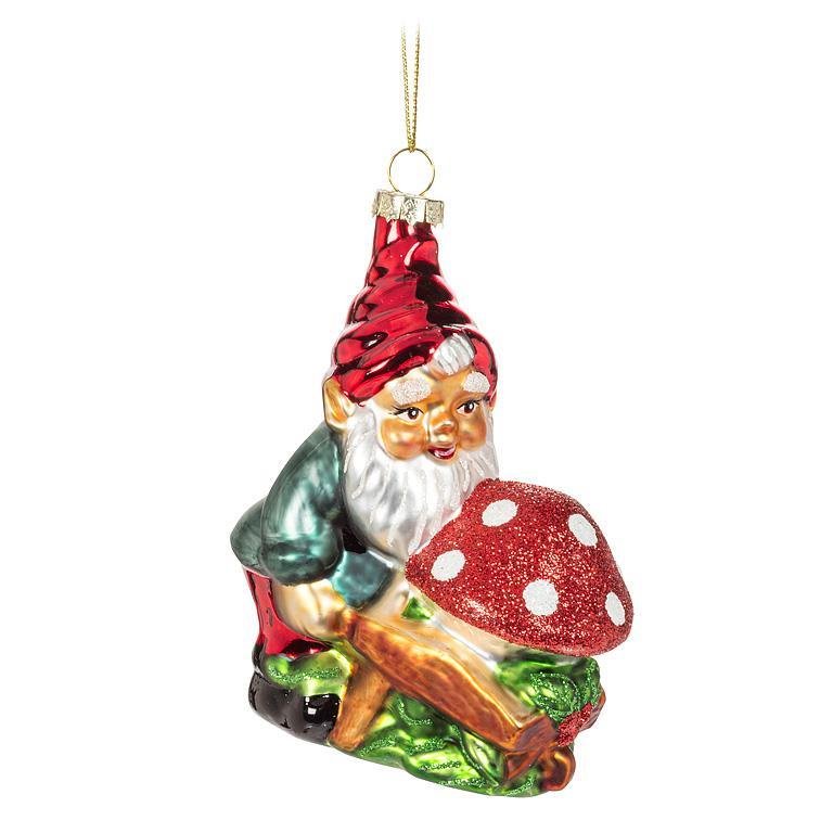 Garden Gnome with Mushroom Ornament - Lemon And Lavender Toronto