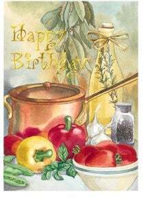 Garlic Tomatoes Peppers Happy Birthday Card - Lemon And Lavender Toronto