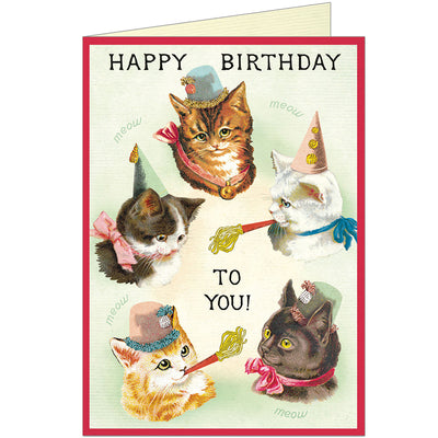 Happy Birthday Cat Party Greeting Card