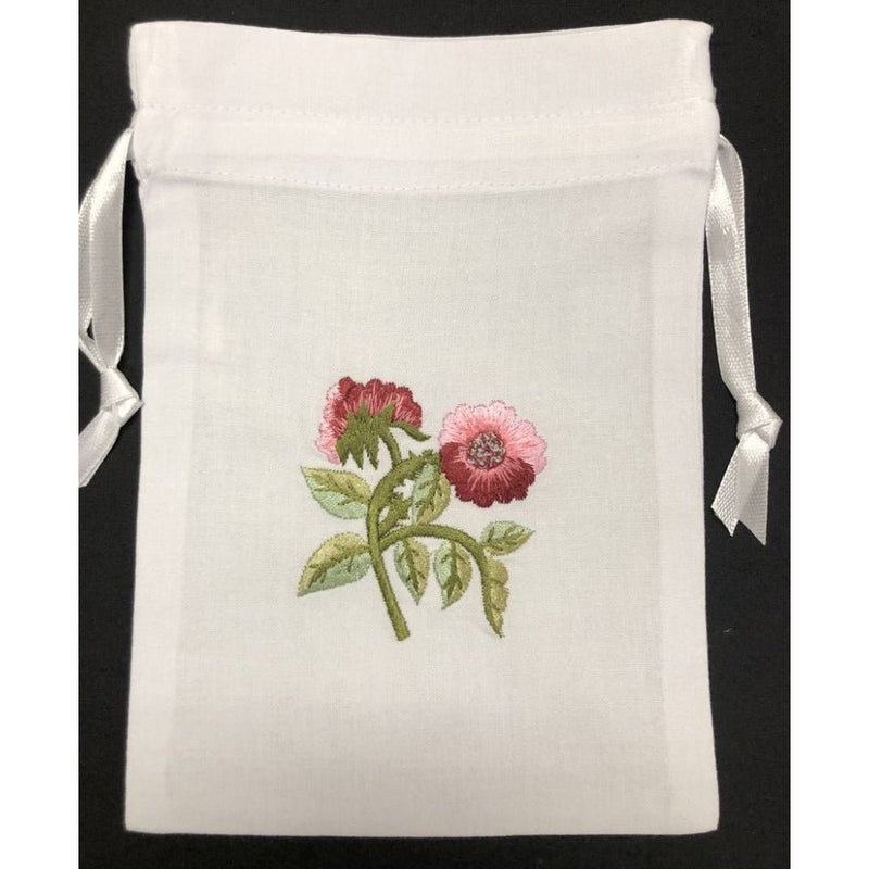 Geranium Embroidered Cotton Sachet Pouch - Lemon And Lavender Toronto