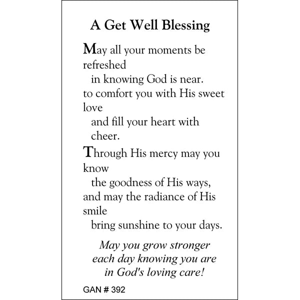 Get Well Blessing Prayer Card - Lemon And Lavender Toronto