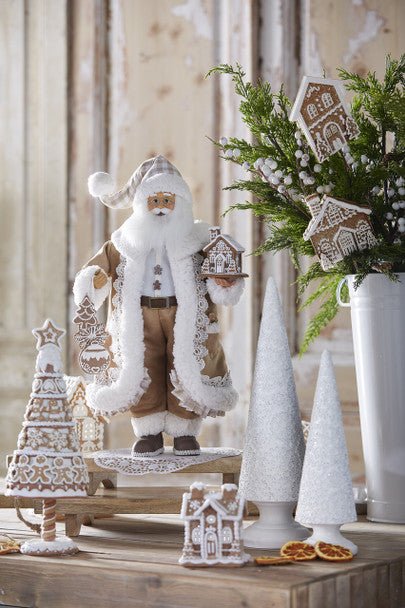 Gingham Gingerbread Christmas Santa Figure - Lemon And Lavender Toronto