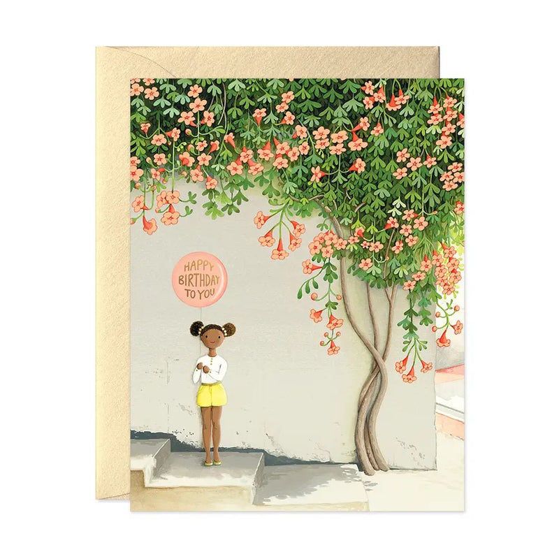 Girl Under Vine Birthday Card - Lemon And Lavender Toronto