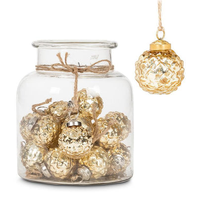 Glass Gold Emboss Ball Ornament - Lemon And Lavender Toronto