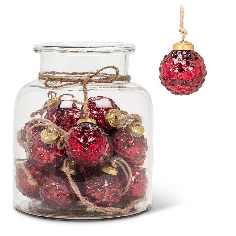 Glass Red Emboss Ball Ornament - Lemon And Lavender Toronto