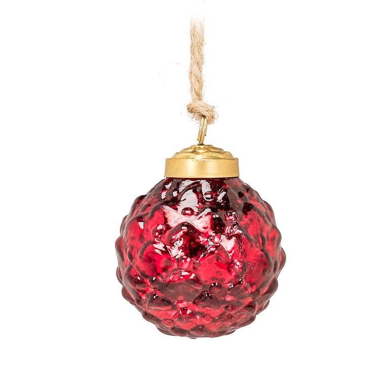 Glass Red Emboss Ball Ornament - Lemon And Lavender Toronto