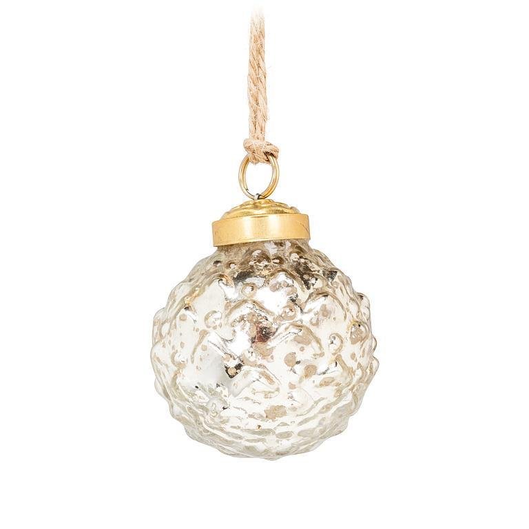 Glass Silver Emboss Ball Ornament - Lemon And Lavender Toronto