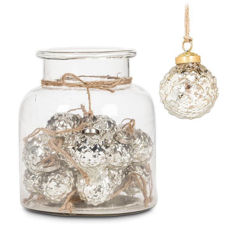 Glass Silver Emboss Ball Ornament - Lemon And Lavender Toronto