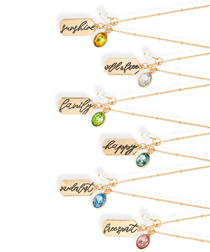 Gold Sentiment Necklace w/Gemstone Charm - Lemon And Lavender Toronto