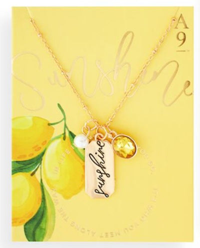 Gold Sentiment Necklace w/Gemstone Charm - Lemon And Lavender Toronto