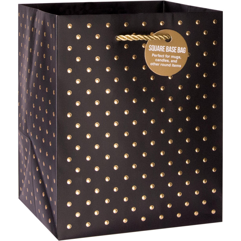 Gold Swiss Dots Small Square Gift Bag - Black - Lemon And Lavender Toronto