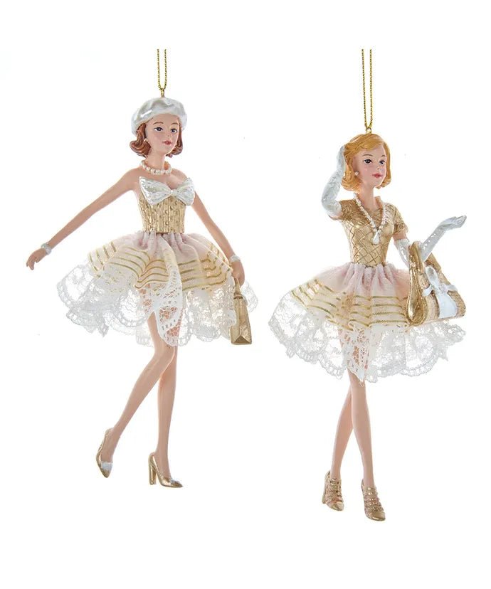 Golden Elegance Modern Shopping Girl Ornaments, 2 Assorted - Lemon And Lavender Toronto