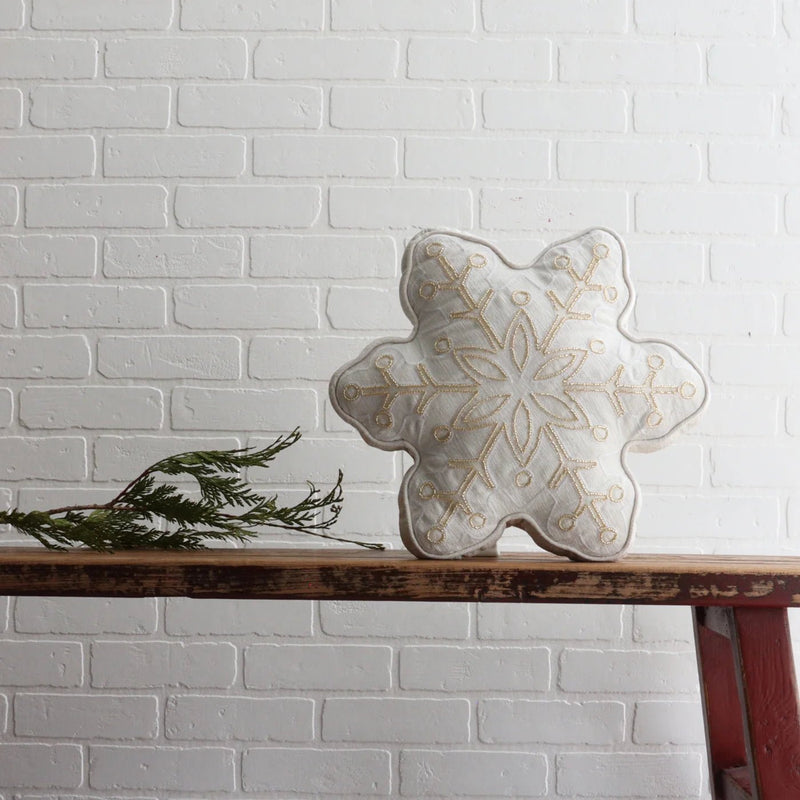 Golden Snowflake Shaped Cushion White - Lemon And Lavender Toronto