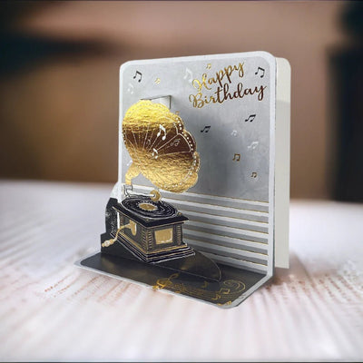 Gramophone Pop - up Small 3D Card - Lemon And Lavender Toronto