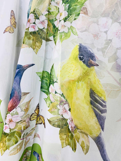 Green - Yellow Bird & Floral Kimono - Lemon And Lavender Toronto