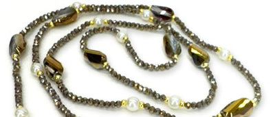 Grey Strands Crystal & Pearl Necklace - Lemon And Lavender Toronto