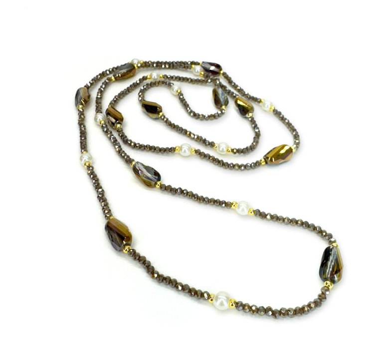 Grey Strands Crystal & Pearl Necklace - Lemon And Lavender Toronto