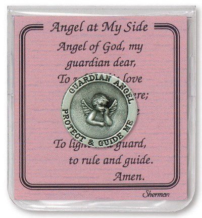 Guardian Angel Pewter Pocket Coin with Prayer - Lemon And Lavender Toronto