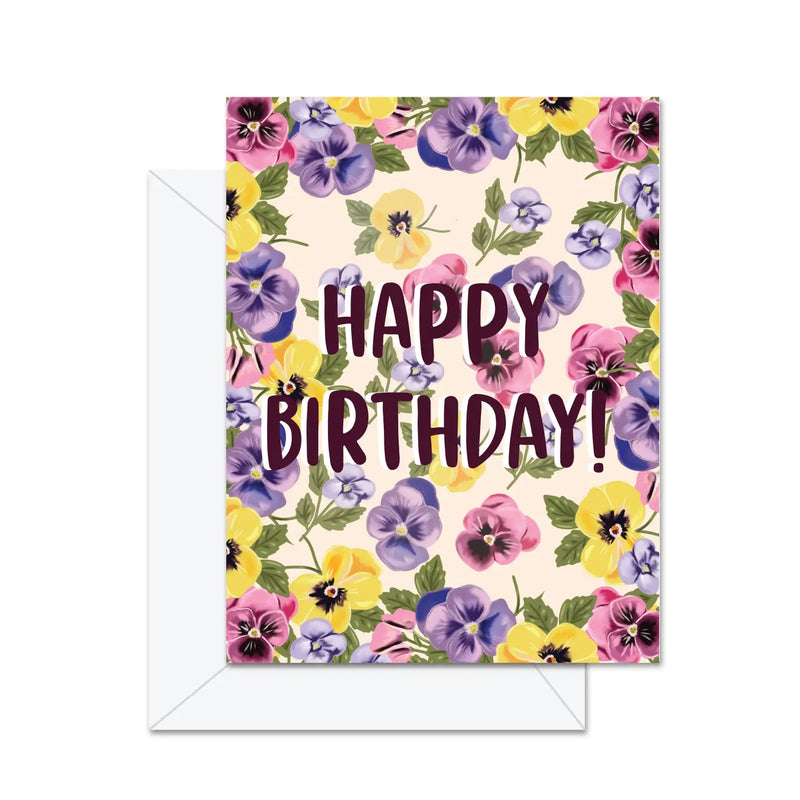 Happy Birthday (Pansies Floral) - Greeting Card - Lemon And Lavender Toronto