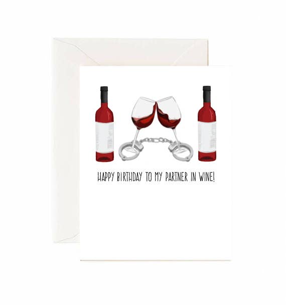 Happy Birthday To My Partner In Wine - Greeting Card - Lemon And Lavender Toronto