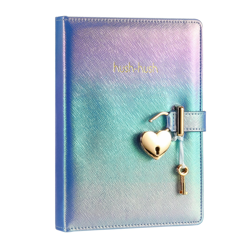 Heart Lock Diary with Key (Iridescent Blue) - Lemon And Lavender Toronto