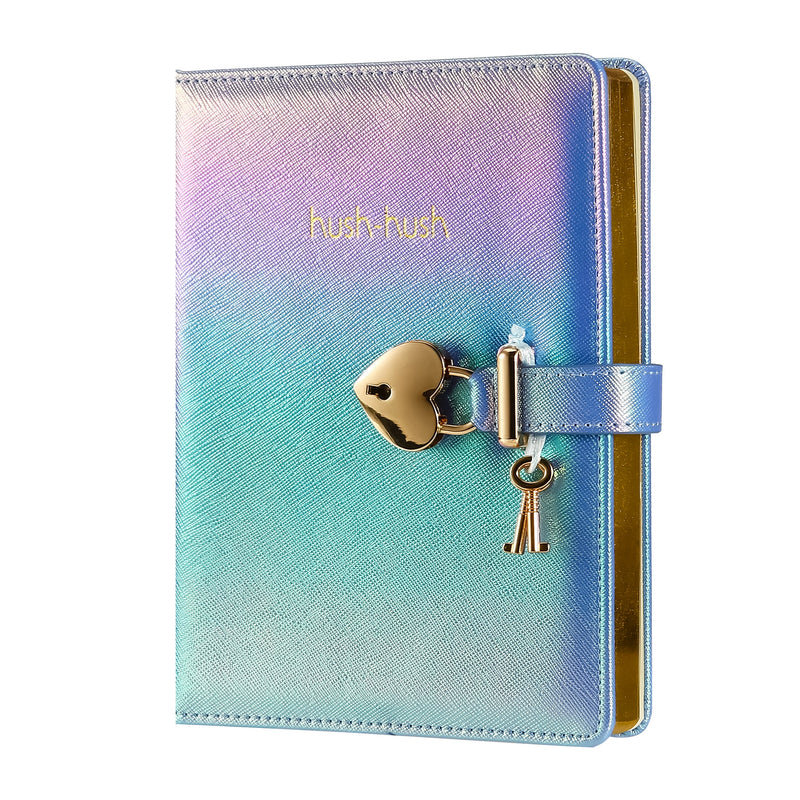 Heart Lock Diary with Key (Iridescent Blue) - Lemon And Lavender Toronto