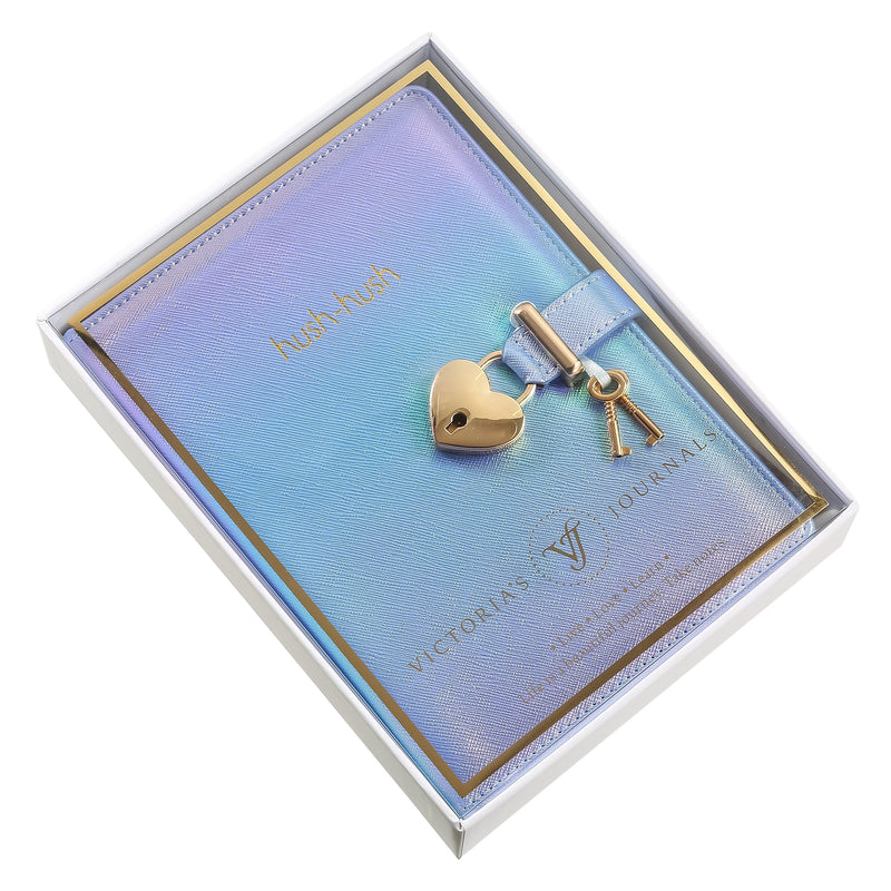 Heart Lock Diary with Key (Iridescent Blue) - Lemon And Lavender Toronto