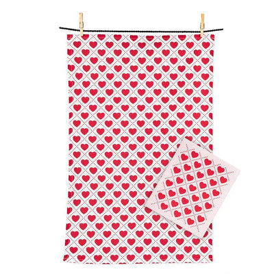 Hearts Dishcloth & Kitchen Towel Set - Lemon And Lavender Toronto