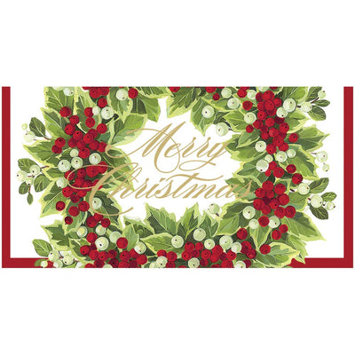 Holly and Berry Wreath Foil Money Holder Greeting Card & Envelope - Lemon And Lavender Toronto