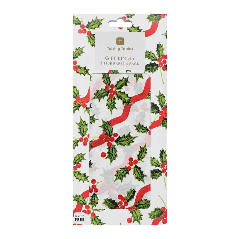 Holly White Christmas Tissue Paper - Lemon And Lavender Toronto