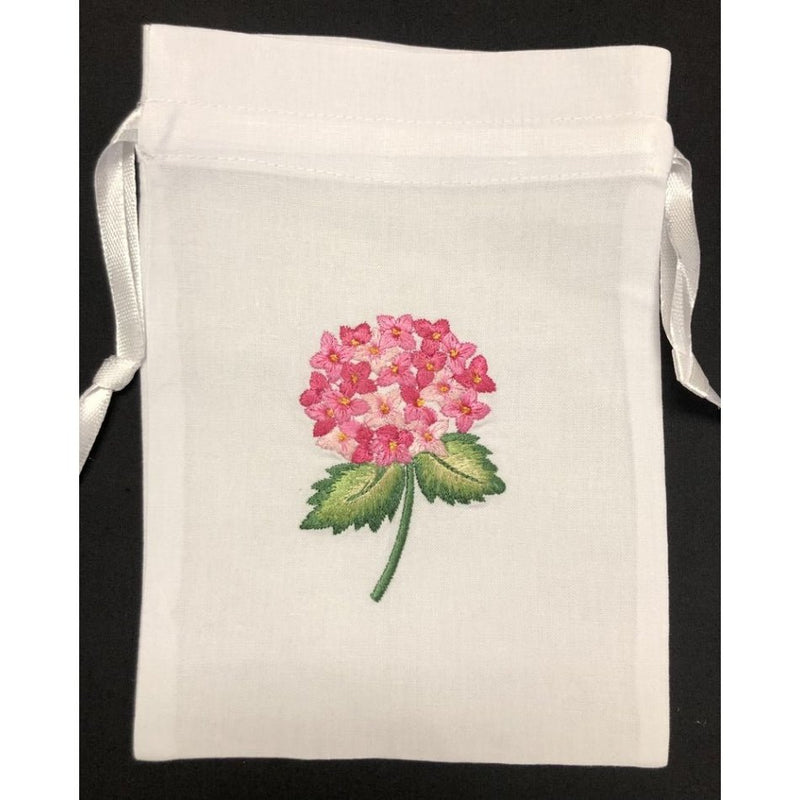 Hydrangea Embroidered Cotton Sachet Pouch - Lemon And Lavender Toronto