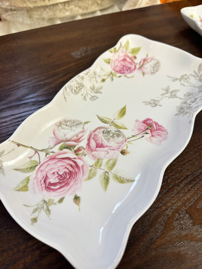 RENTAL - Pink Floral Sandwich Plate