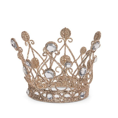 Jeweled Antique Crown with Gold Glitter Christmas Decoration - Lemon And Lavender Toronto