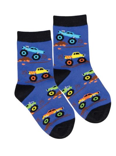 Kid's Monster Trucks Socks - Lemon And Lavender Toronto