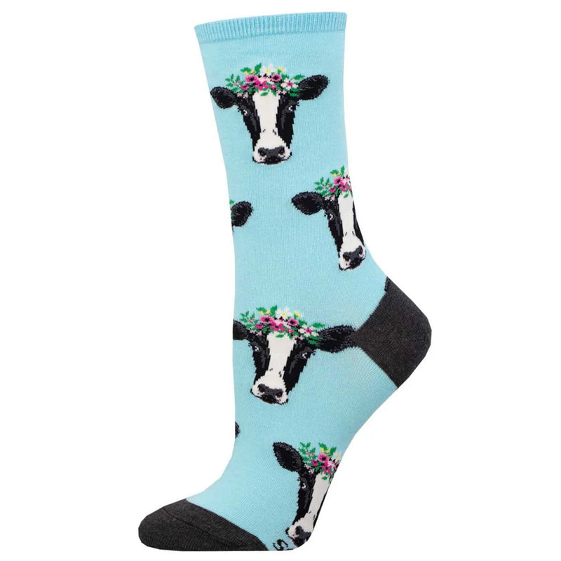 Ladies Wow Cow Socks - Lemon And Lavender Toronto