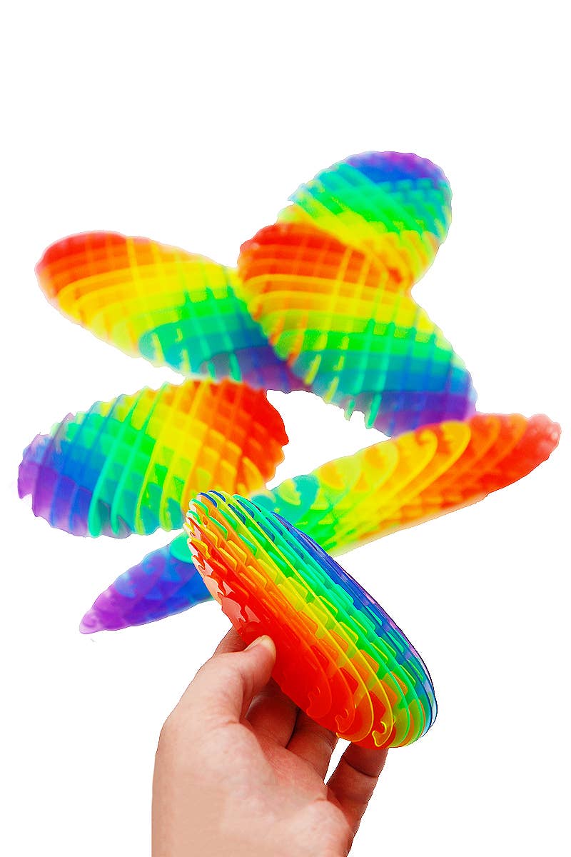 Large Rainbow Fidget Worm Sphere Morph Toy: Rainbow - Lemon And Lavender Toronto