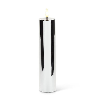 Large Silver Metallic LED Pillar - Lemon And Lavender Toronto