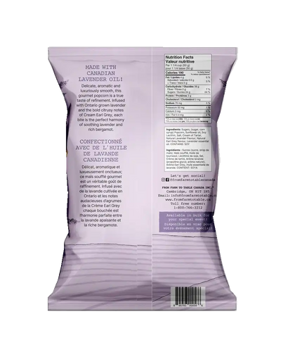 Lavender Cream Earl Grey Candied Popcorn - Made in Canada