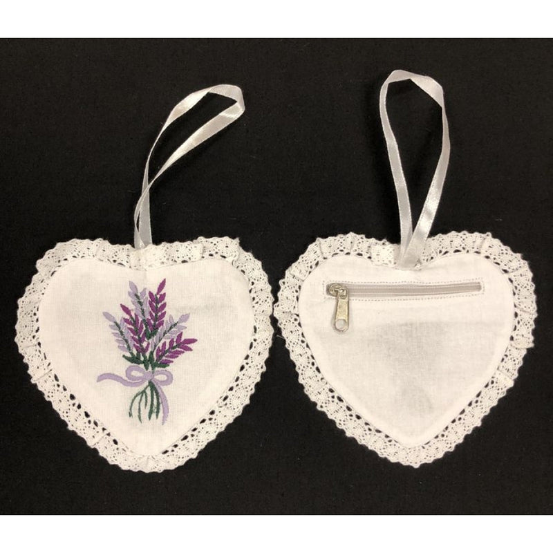 Lavender Bouquet Heart Embroidered Cotton Sachet Pouch - Lemon And Lavender Toronto